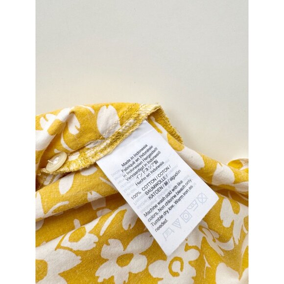 MADEWELL Central Retro Floral Yellow Cotton Voile Oversized Shirt, Size XS - Picture 12 of 13